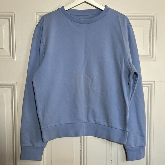 Maison Margiela Leather Elbow Patch Baby Blue Sweatshirt - Picture 1 of 11